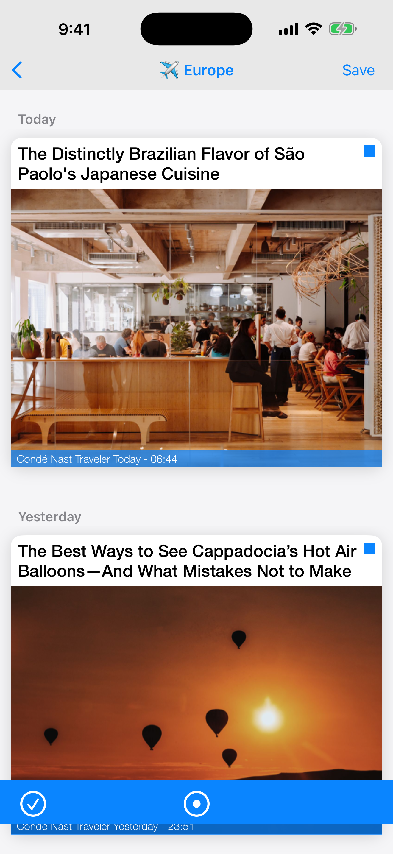 Saved search results across all RSS feeds