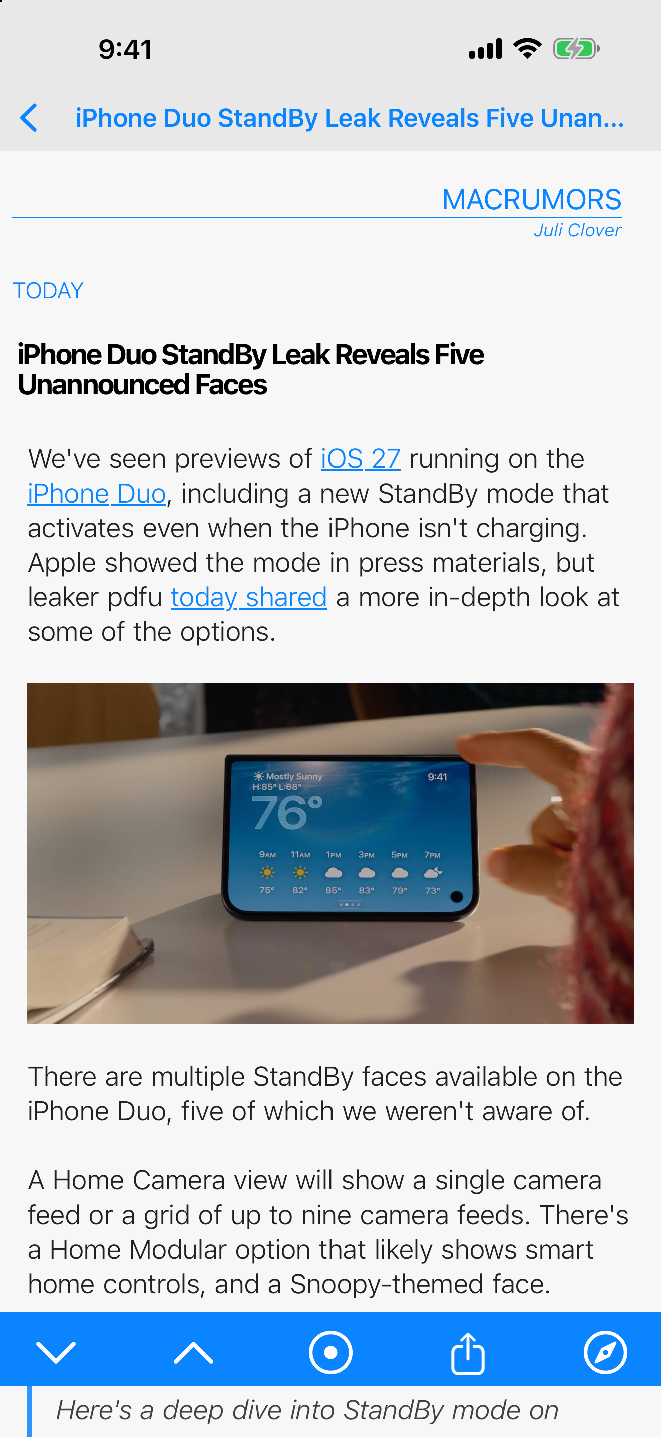 Article view in the Aqua theme