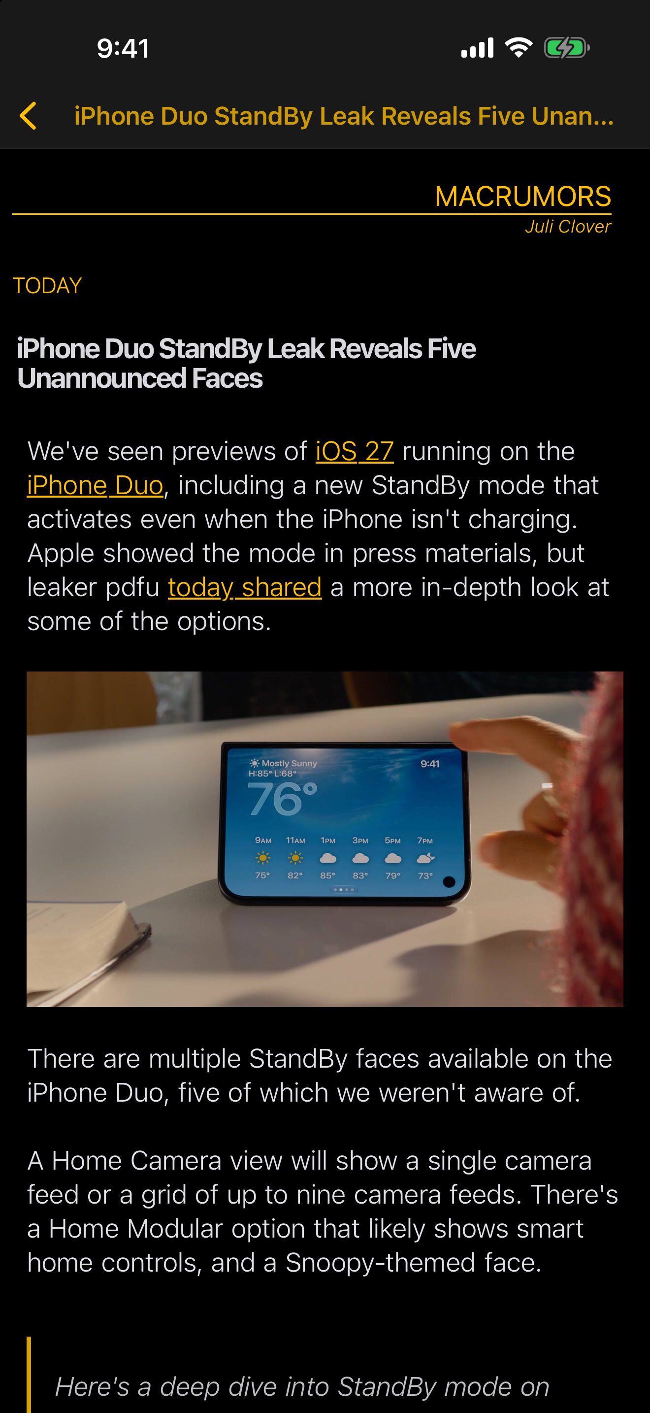Article view in the Terminal amber theme