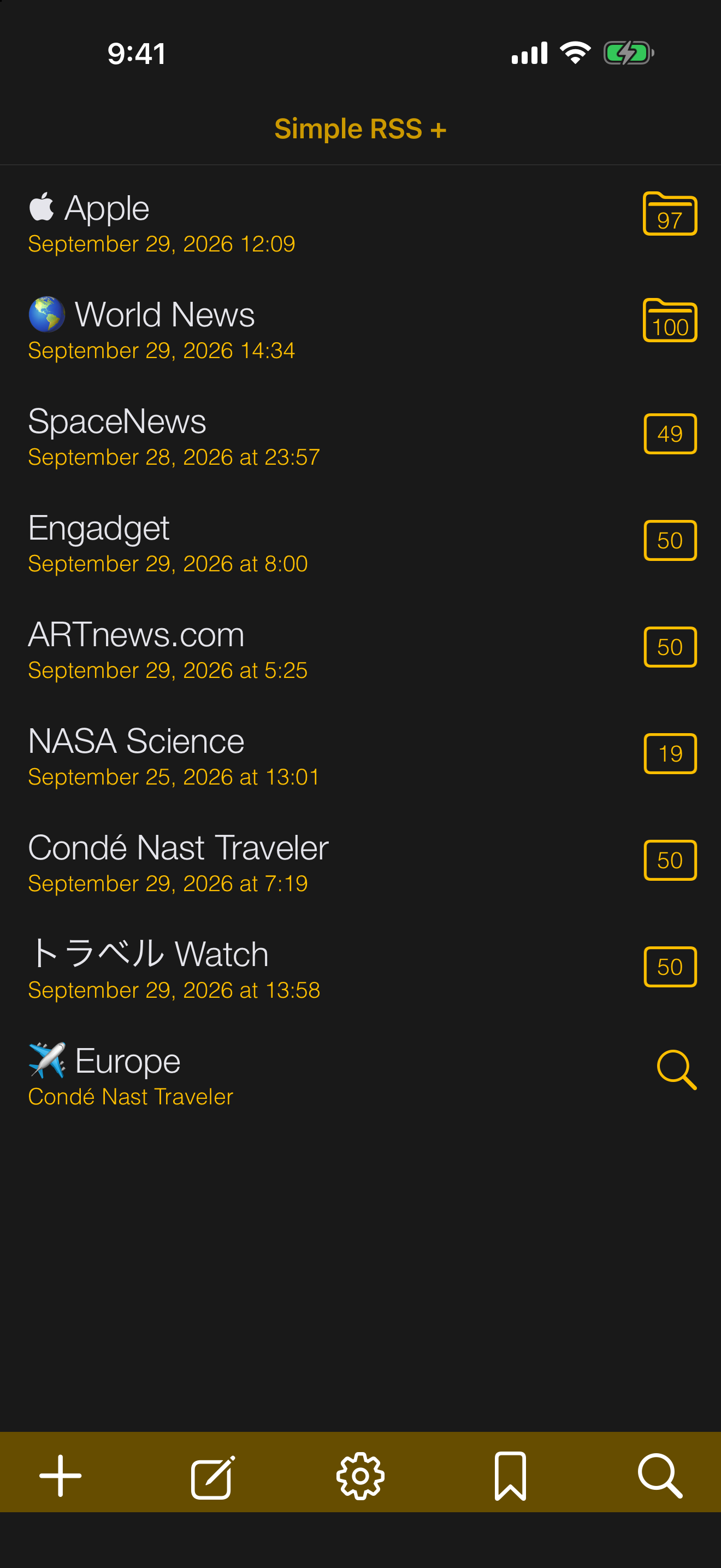 Terminal theme feed list in amber