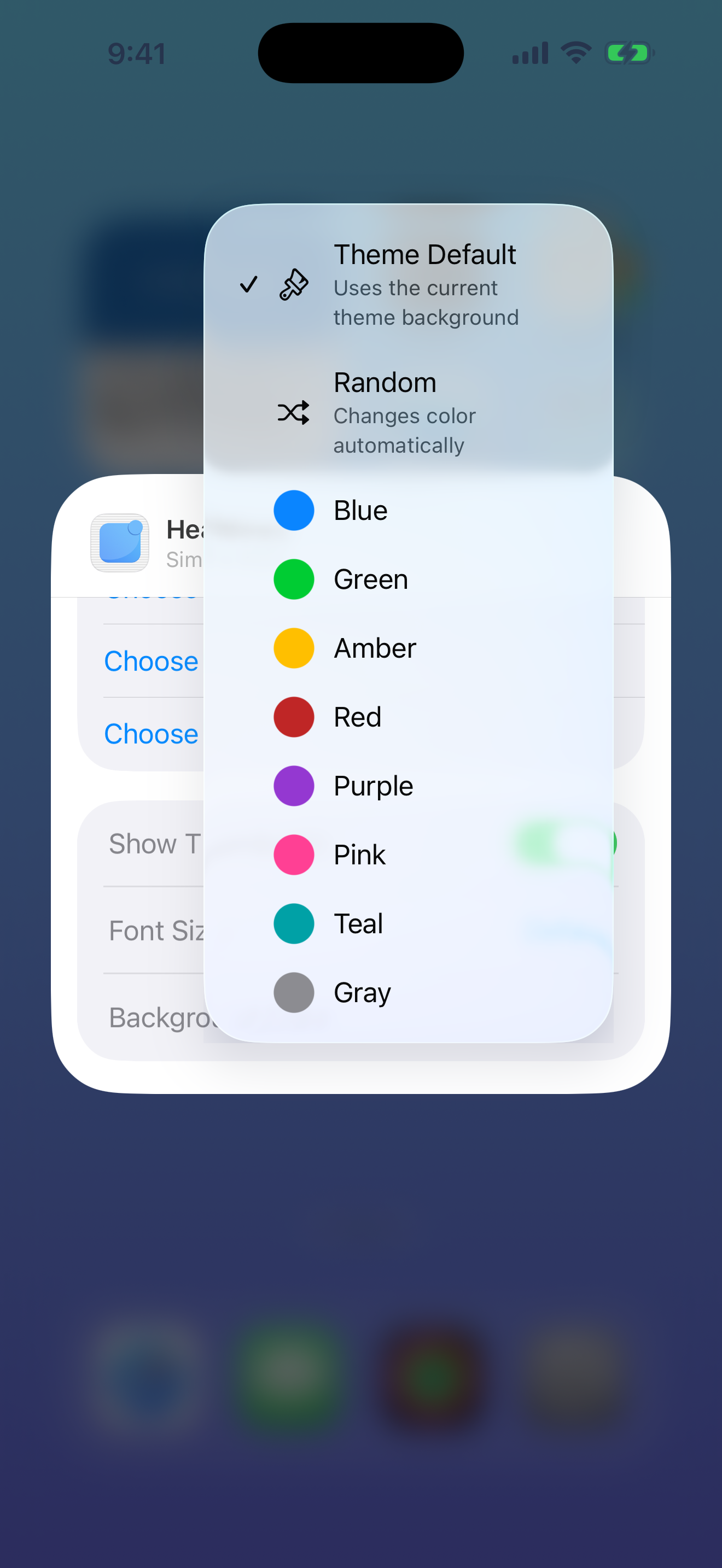 Choosing the widget background color