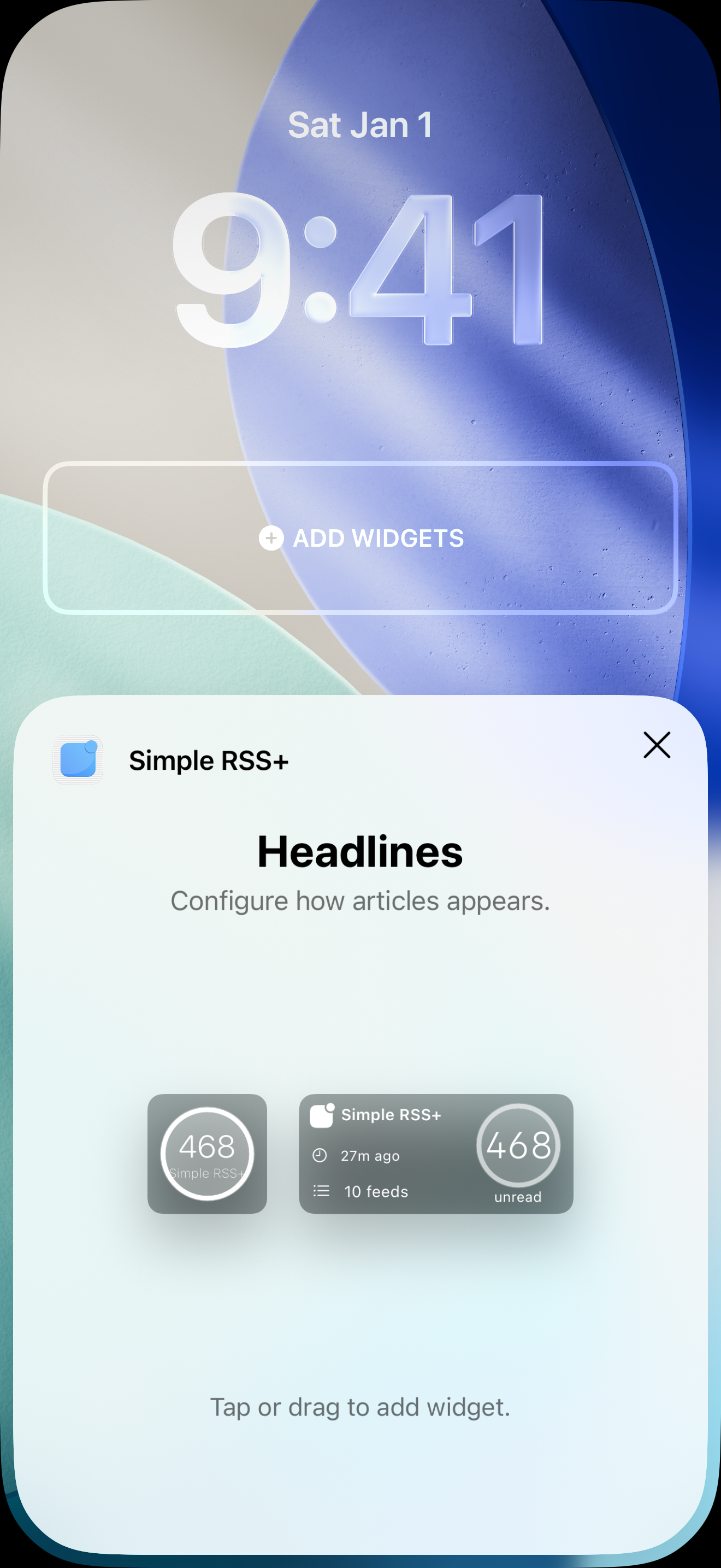 Lock Screen widgets in the iOS widget gallery