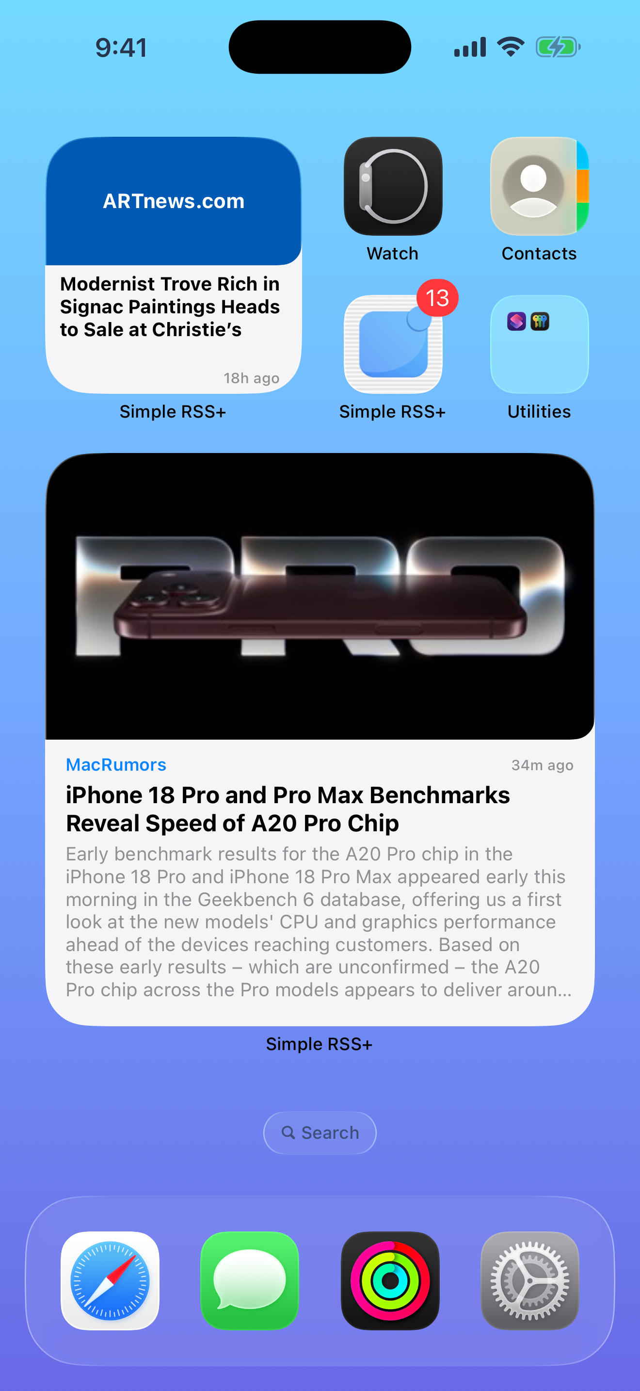 Spotlight widget display mode